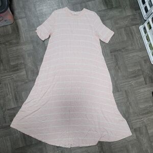 Reb & J. - pink and white striped A Line midi dress - Large
